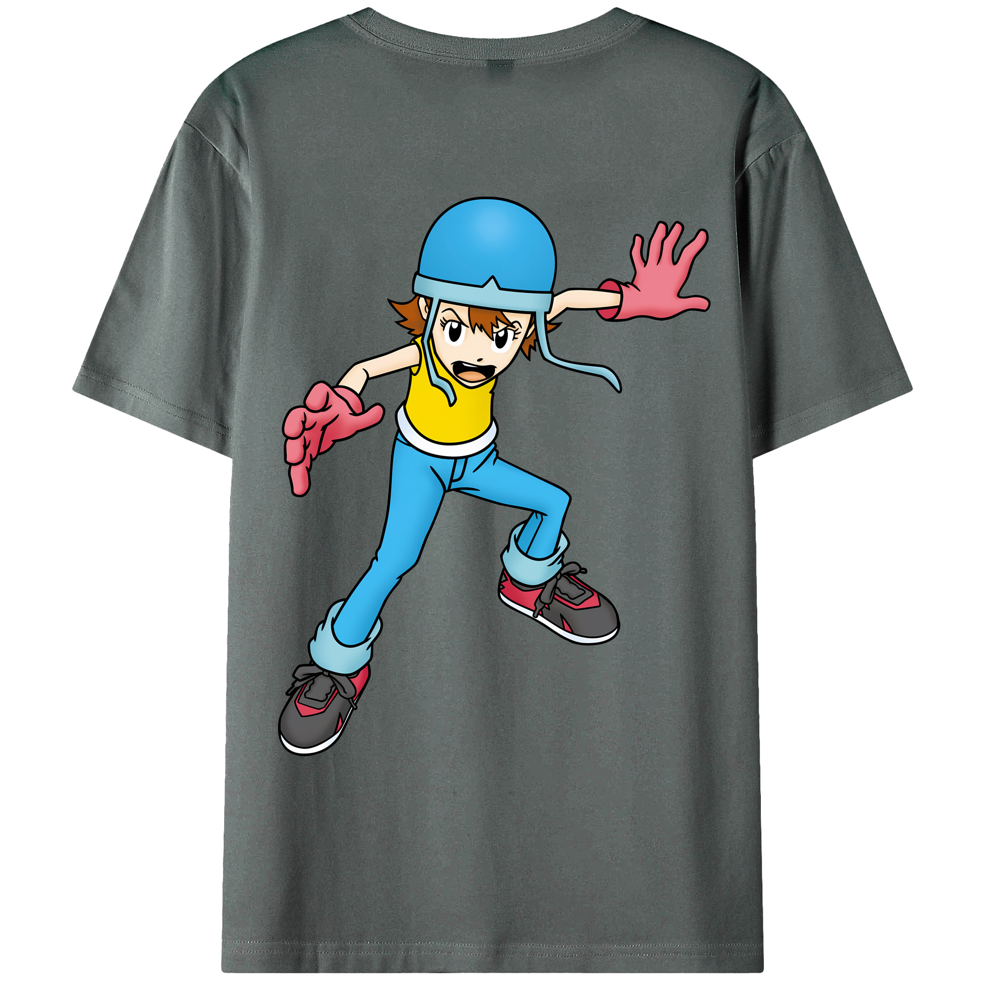 （画像用） Digimon デジタルモンスター/デジモン 綿100％ メンズ半袖Tシャツ（バックプリント） 通気性